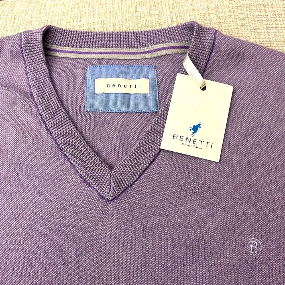 Benetti Cotton V-Neck Sweater Size XL‎ NWT
